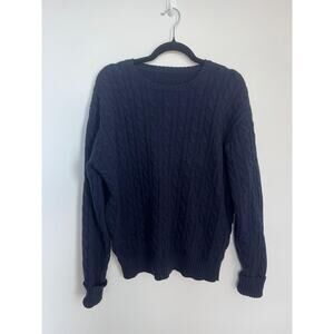 St George Cable Knit‎ Sweater Men S Navy Blue Pullover Classic Winter